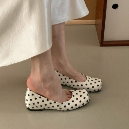 Gentle And Unique French Polka Dot Flat Shallow Mouth Women'S Shoes 2026 New Fairy Style Ballet Flats, Women Shoes