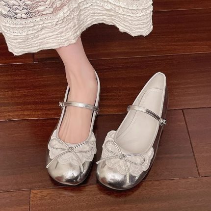 Women'S Flat Mary Jane Pumps, Cute Bowknot Shoes for Summer Daily And JK Uniform And Skirt Outfit, Women Shoes